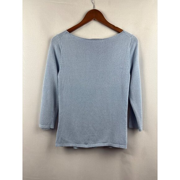 Eileen Fisher Womens Small Blue Boat Neck Sweater - Picture 2 of 6